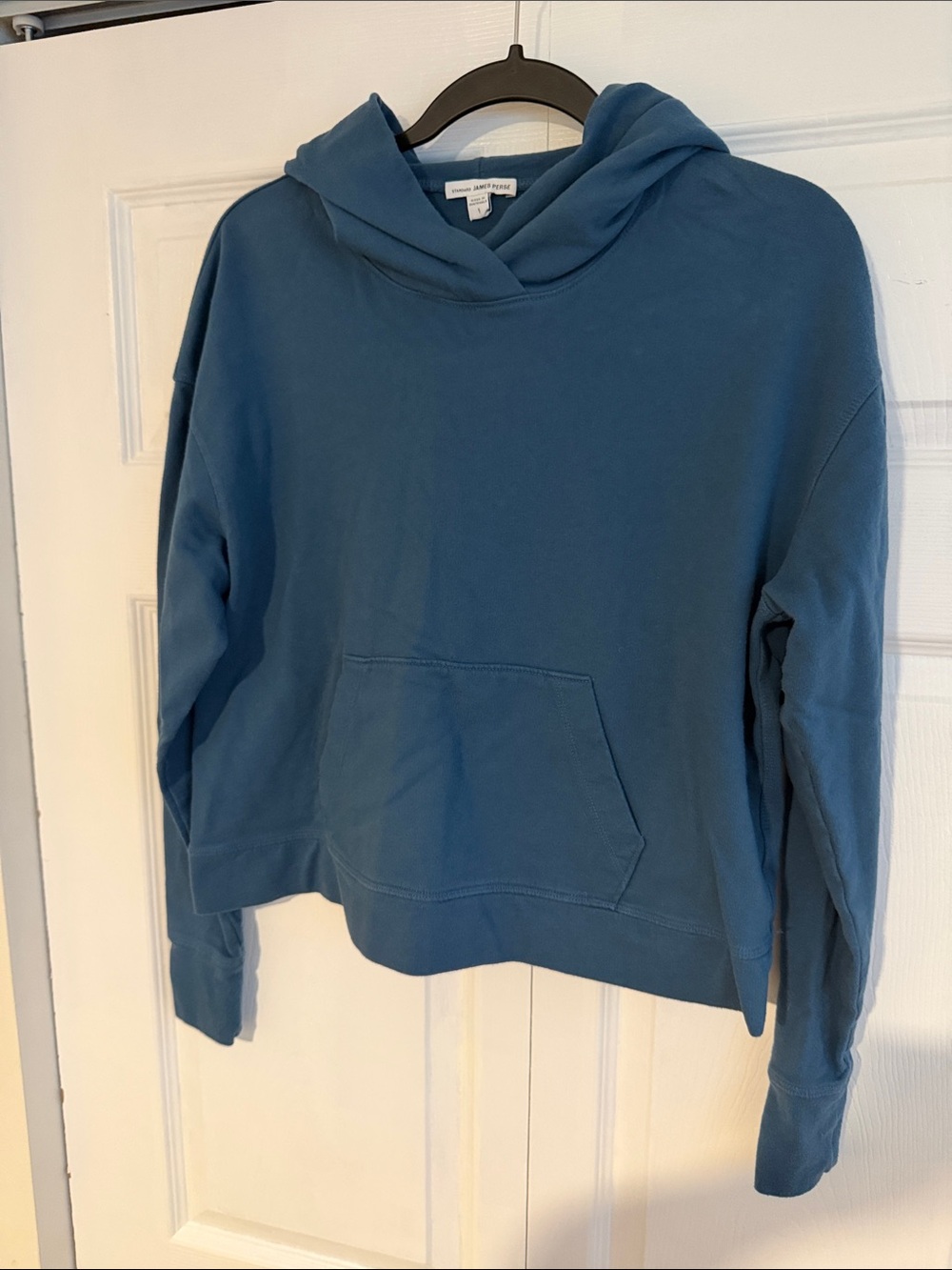James Perse Blue Cropped Pullover Hoodie